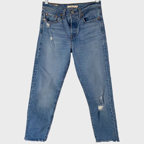 Levi Strauss & Co. Denim - Levi's Wedgie Straight Fit Ankle Jeans Womens 25 Light Wash High-Rise Distressed